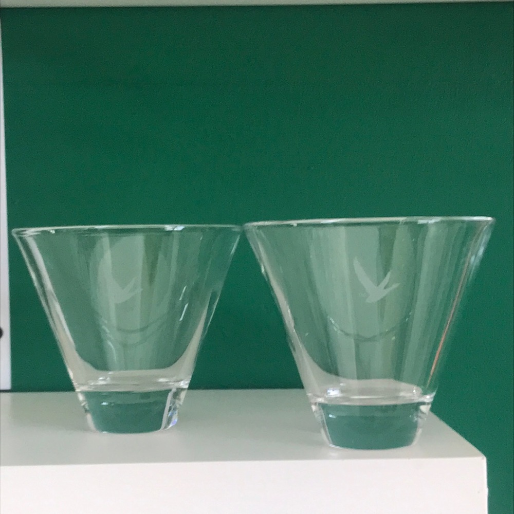 Two glass Grey Goose Stemless Martini glasses